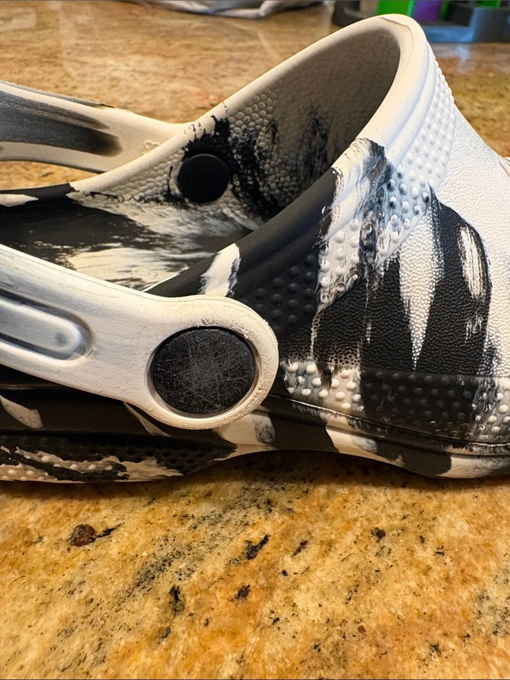 CROCS Kids size 13 Black and White Marbleized Classic - Great condition